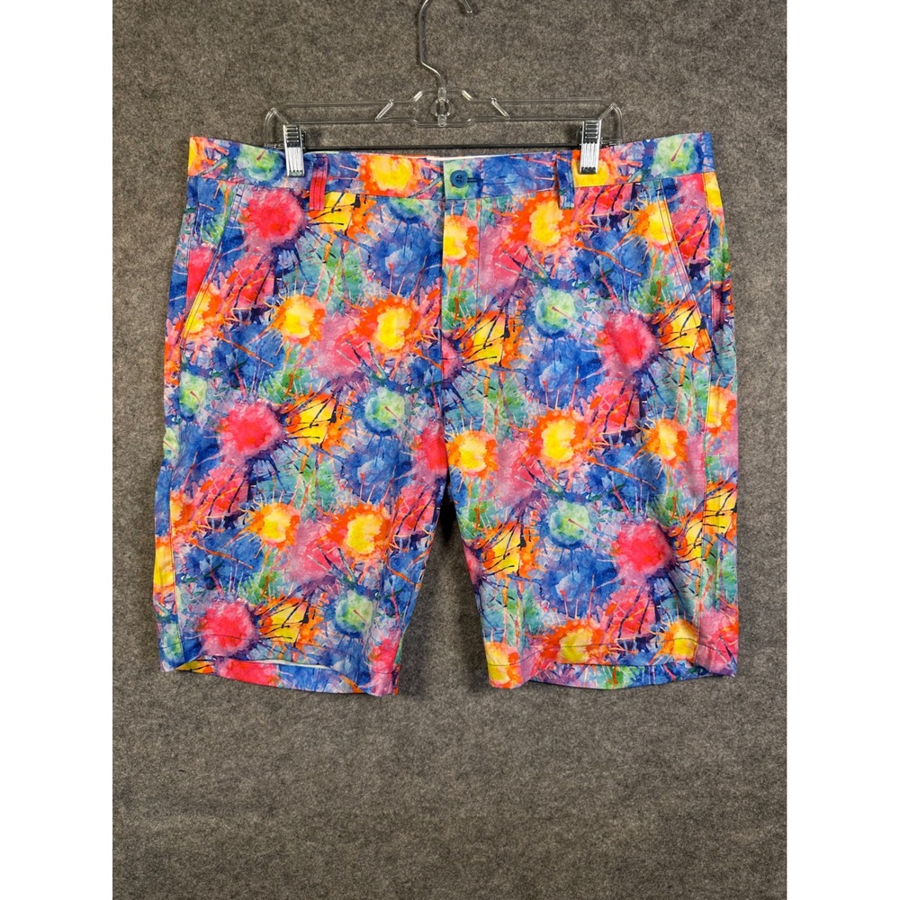 Hreski Mens Paint Splatter Shorts Multicolor Watercolor Print Stretch Size‎ 40